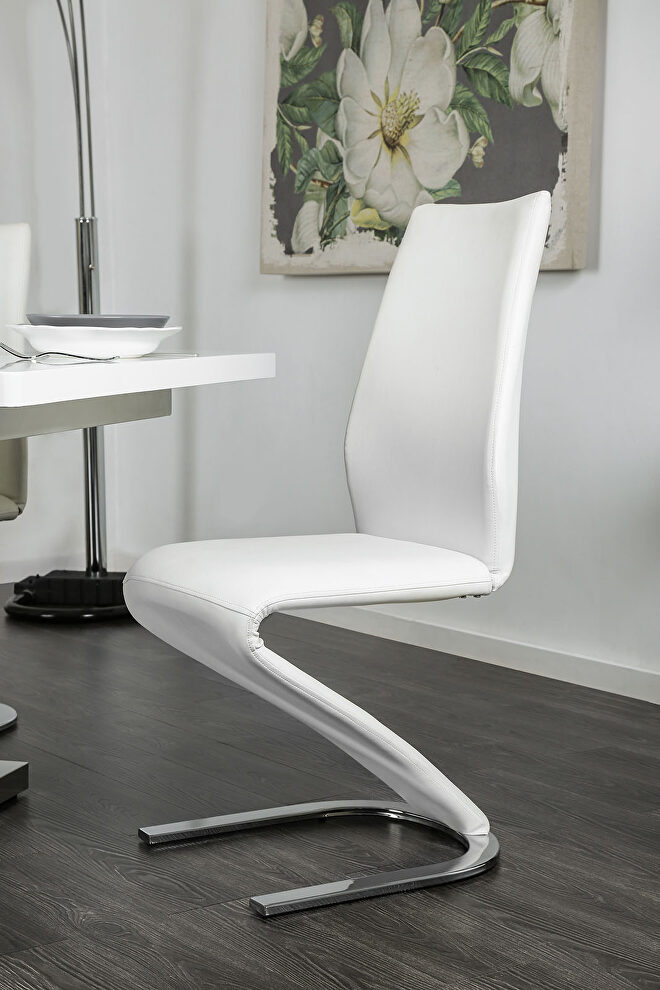 Contemporary white padded leatherette dining chair by Furniture of America