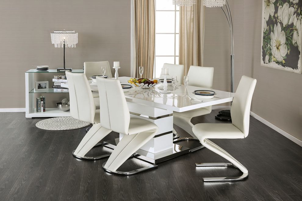 Contemporary white gloss finish dining table by Furniture of America