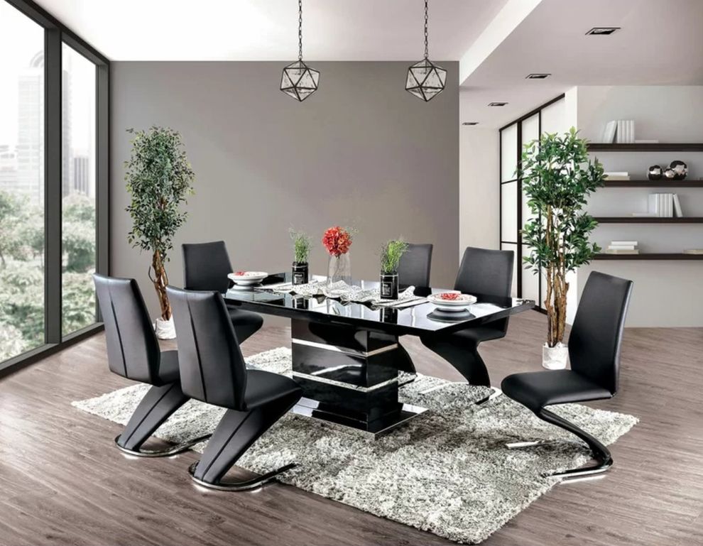 Contemporary black gloss finish dining table by Furniture of America