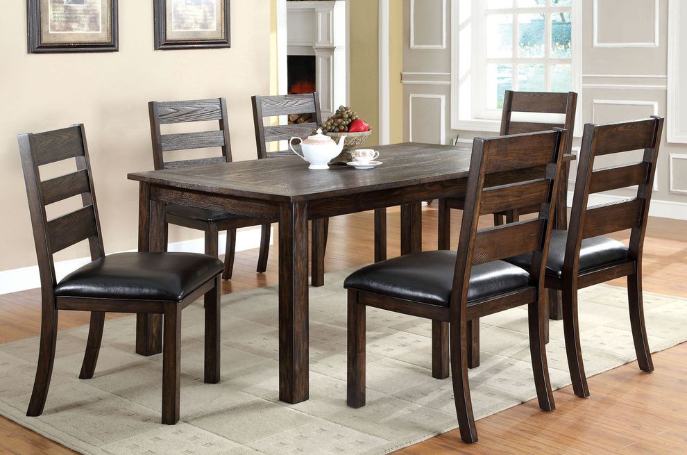 Dark natural walnut wood dining table by Furniture of America