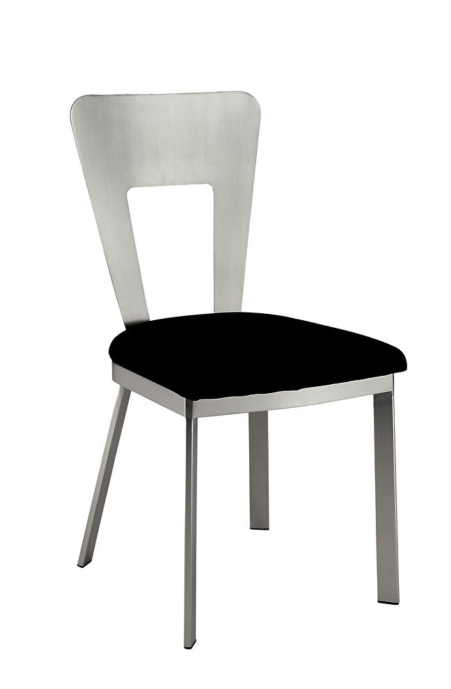 Silver/black contemporary side chair by Furniture of America