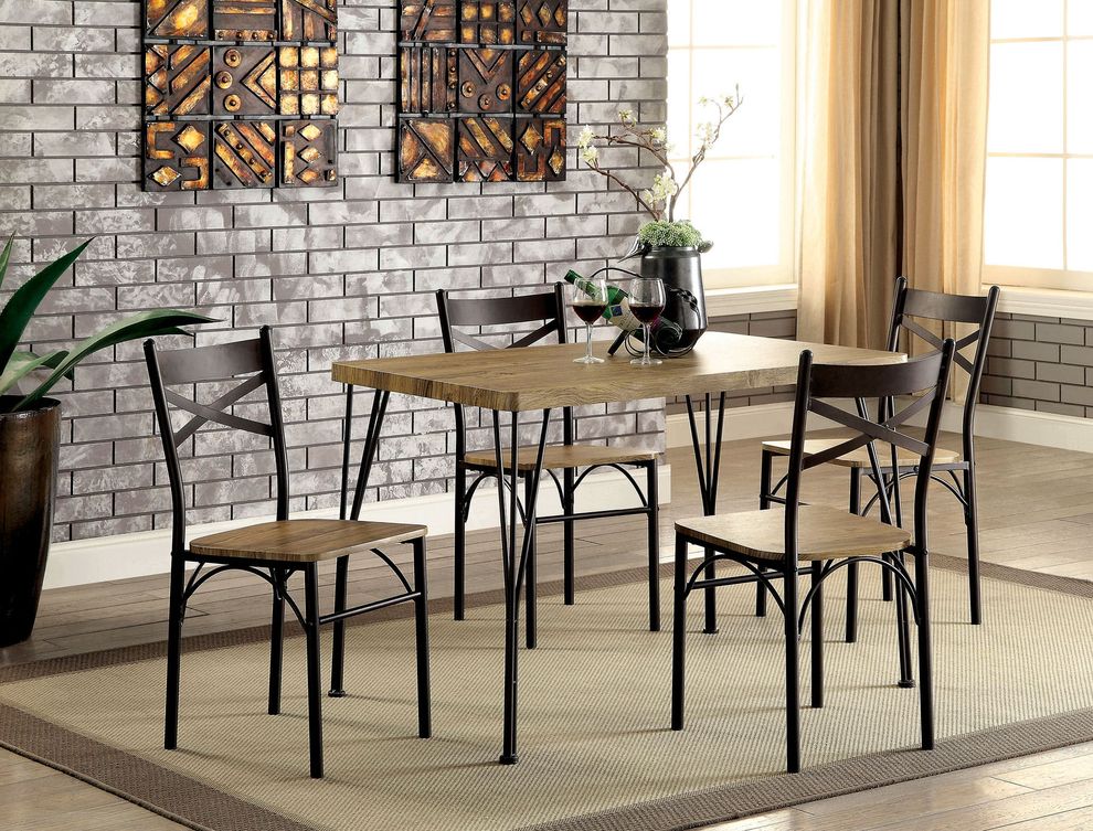 5pcs gray/dark bronze dining set in casual style by Furniture of America