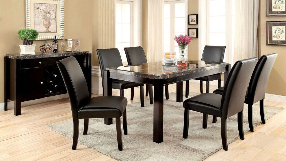 Genuine marble top dining table in casual style by Furniture of America
