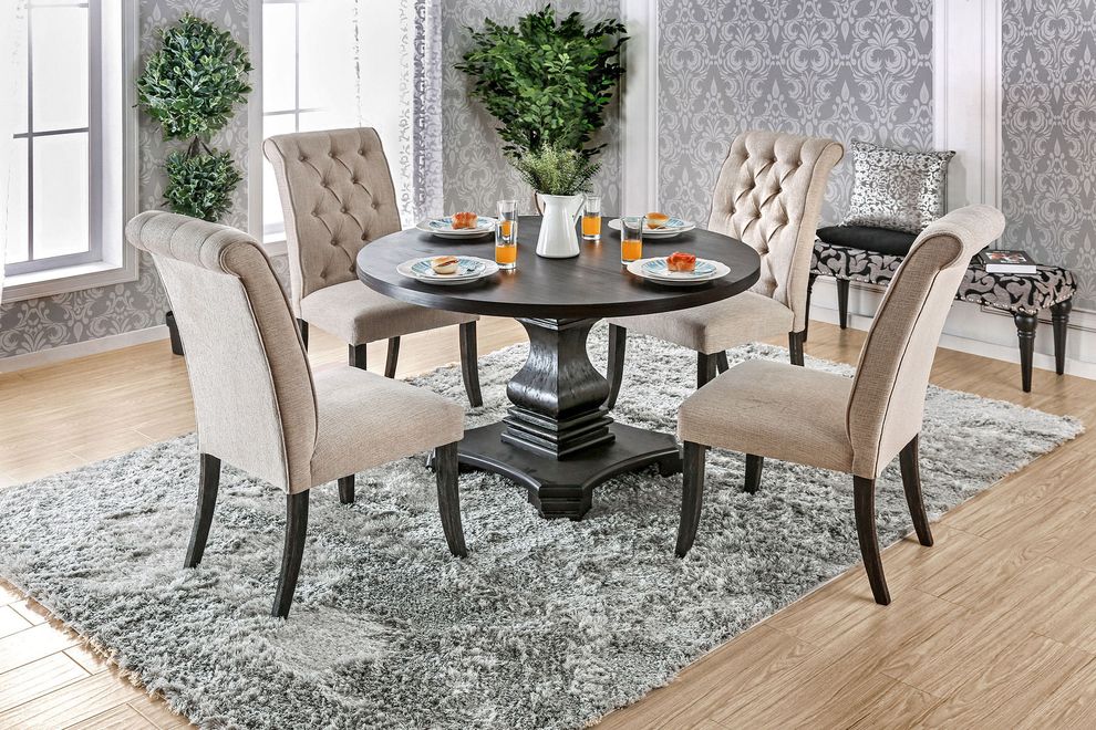 Round casual style pedestal table by Furniture of America