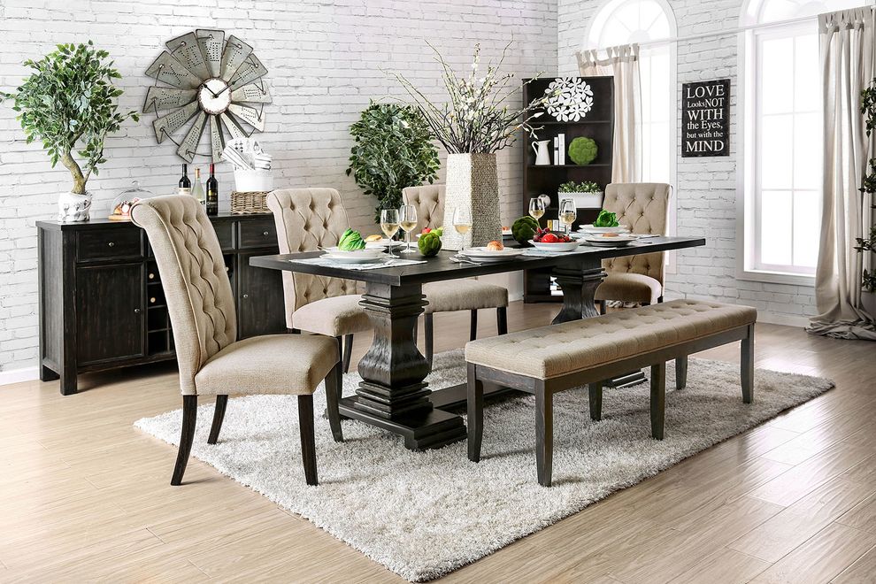 Antique black dining table by Furniture of America