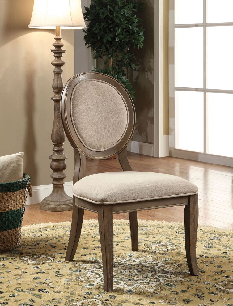 Rustic dark oak finish dining chair by Furniture of America