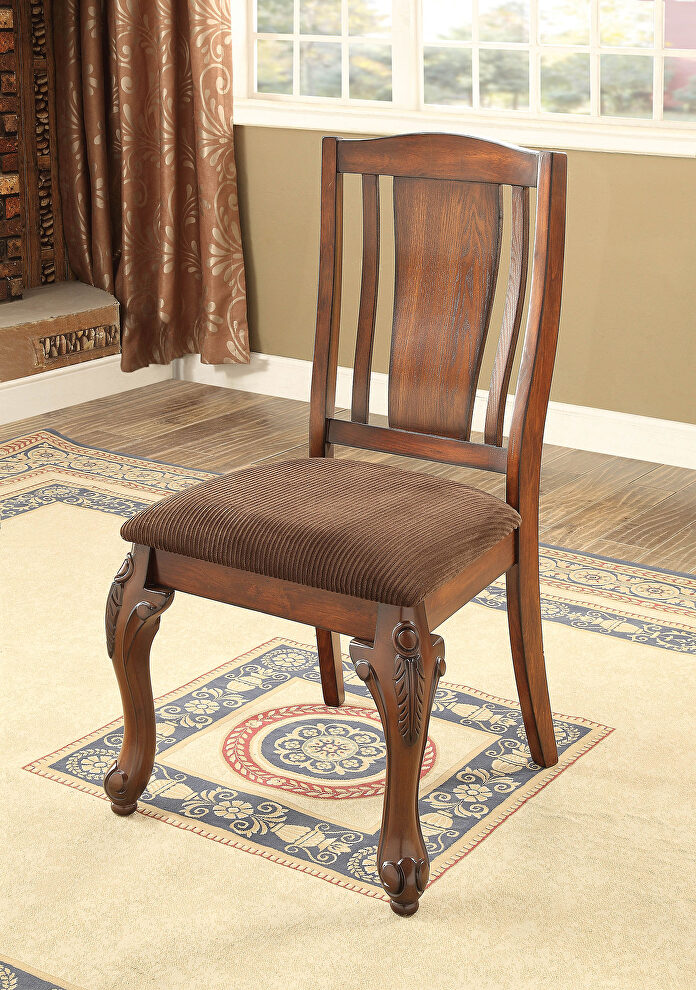 Traditional style padded flannelette seat cushions dining chair by Furniture of America