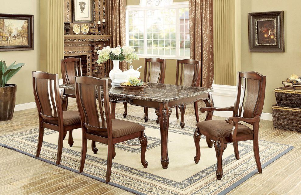Traditional style faux marble top large size dining by Furniture of America