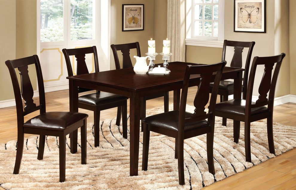 7pcs casual style espresso wood dining set by Furniture of America