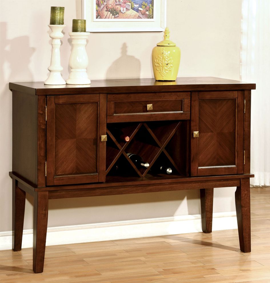 Dark cherry wood casual style server / buffet by Furniture of America