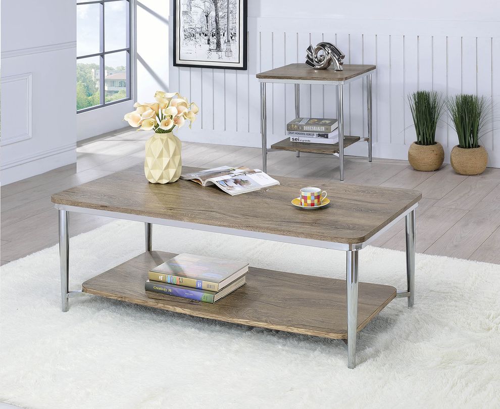 Contemporary coffee table w/ metal legs by Furniture of America