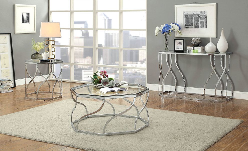 Metal/glass construction modern coffee table by Furniture of America