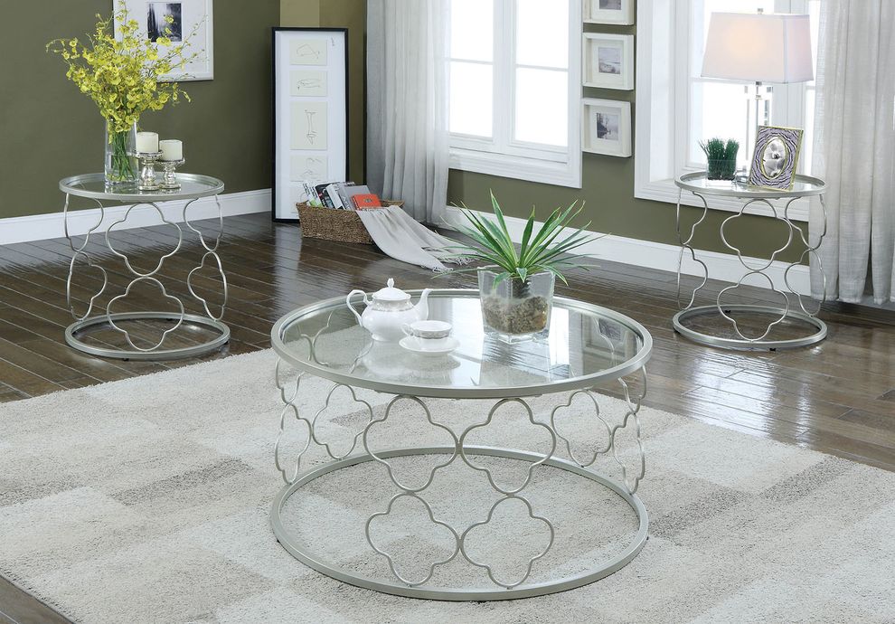 3pcs glass top coffee table set by Furniture of America