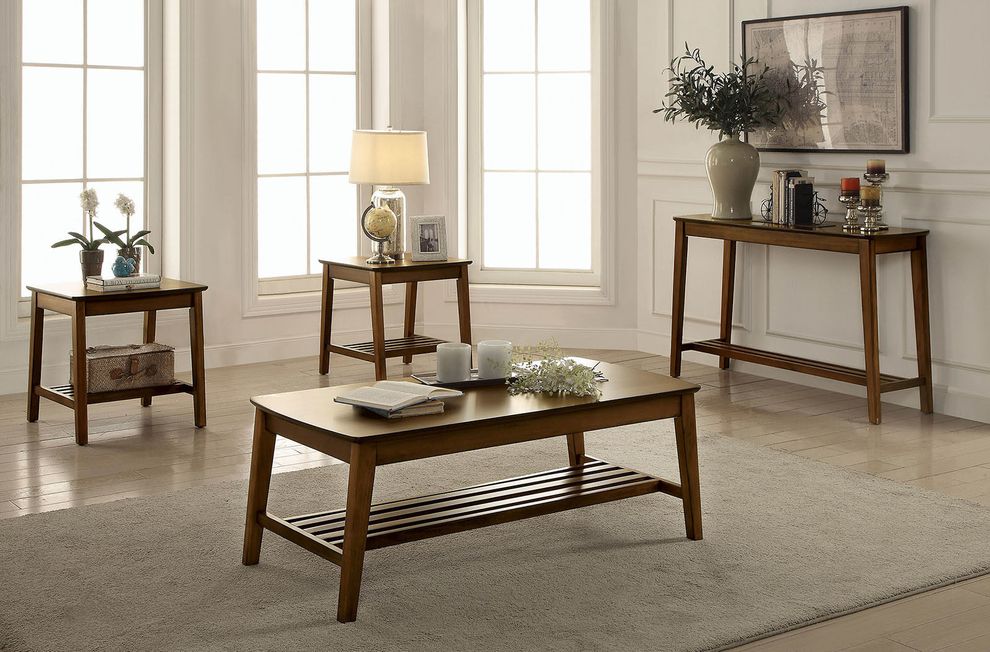 3pcs coffee table set in medium oak by Furniture of America