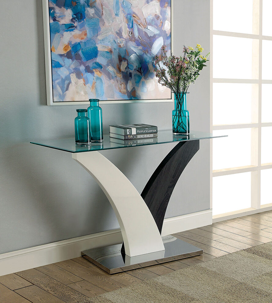 Modern sofa table w/ glass top by Furniture of America