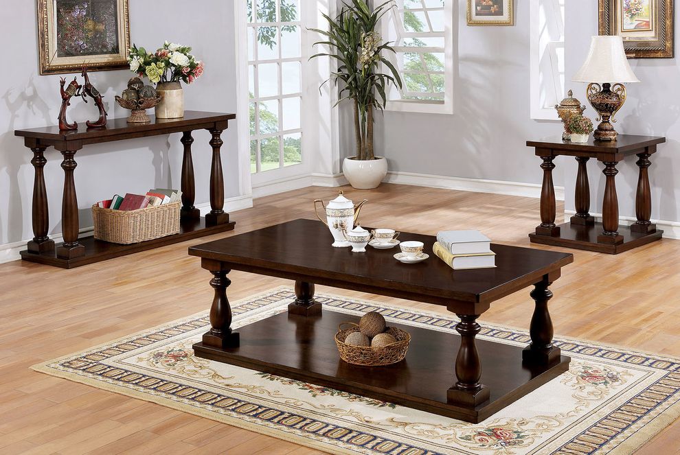 Rustic style brown cherry coffee table by Furniture of America