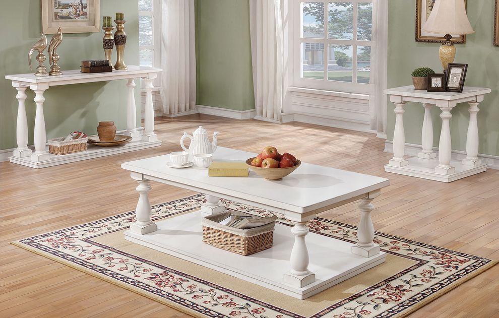 Rustic style antique white coffee table by Furniture of America