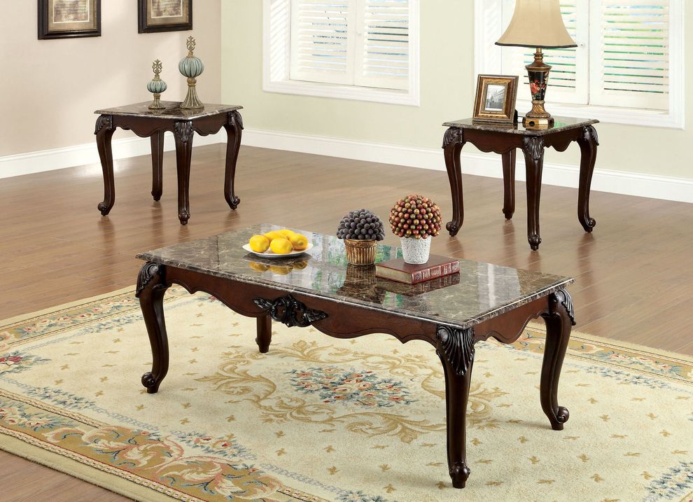 Faux marble top 3pc coffee table set by Furniture of America