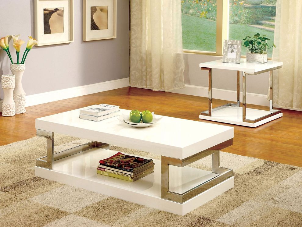 Contemporary white high gloss coffee table by Furniture of America