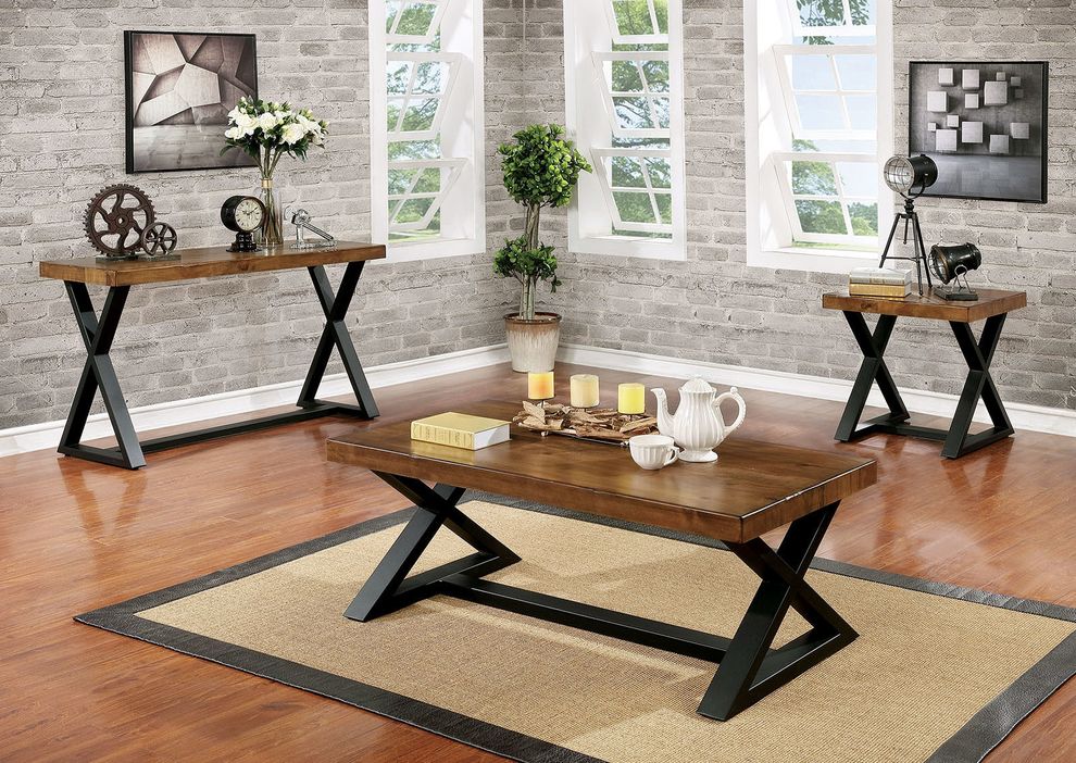 Oak / black two-tone finish coffee table by Furniture of America