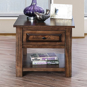 Walnut carved wood end table w/ drawer by Furniture of America
