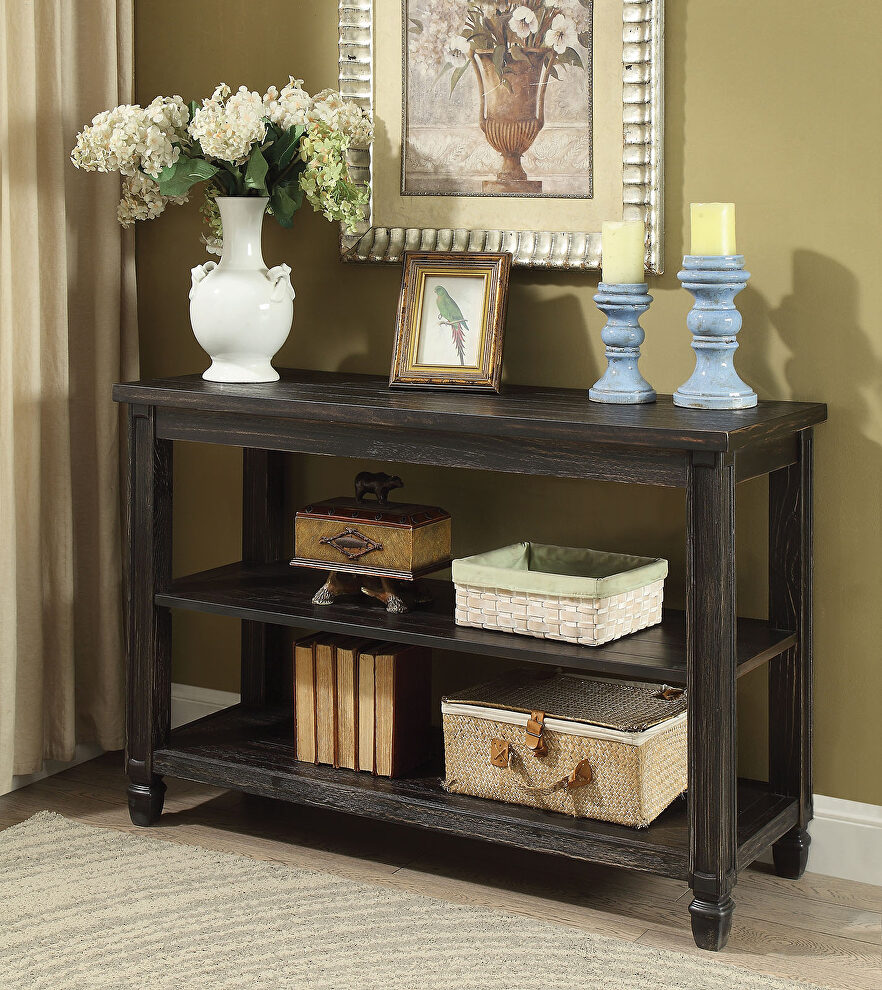 Antique black sofa table by Furniture of America