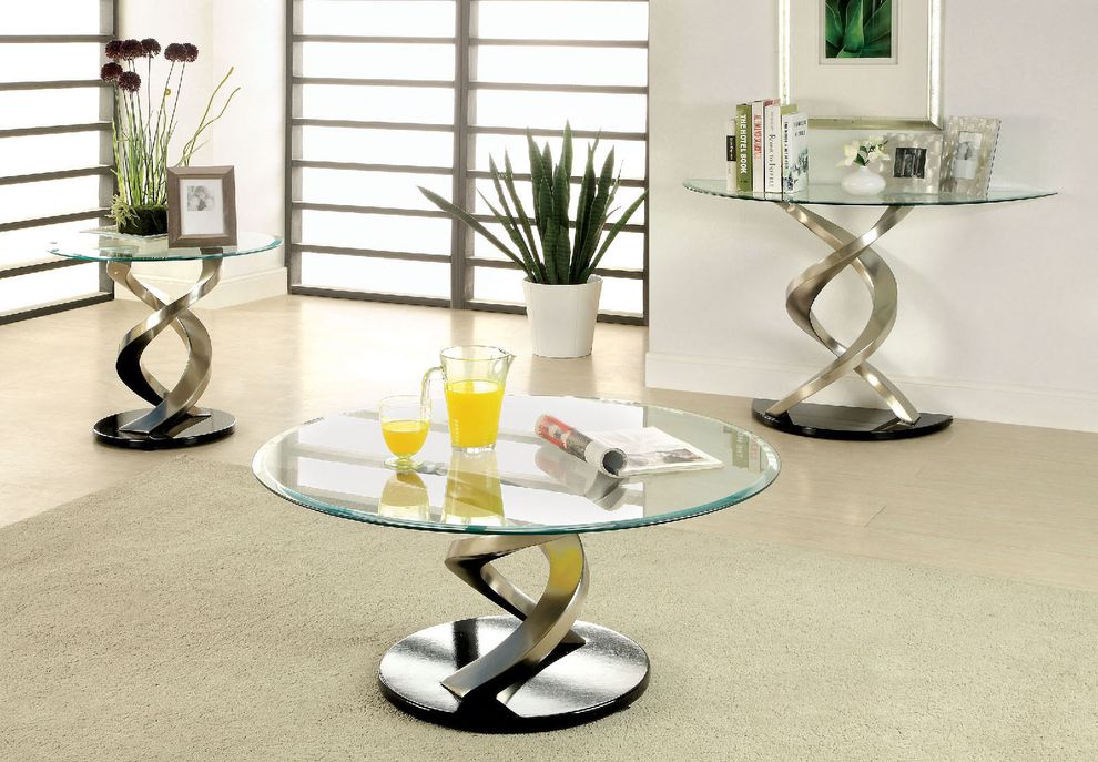 Stainless steel / tempred glass top coffee table by Furniture of America
