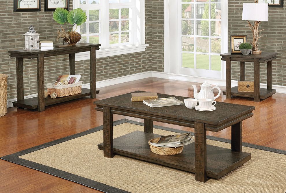 Rustic walnut finish coffee table by Furniture of America