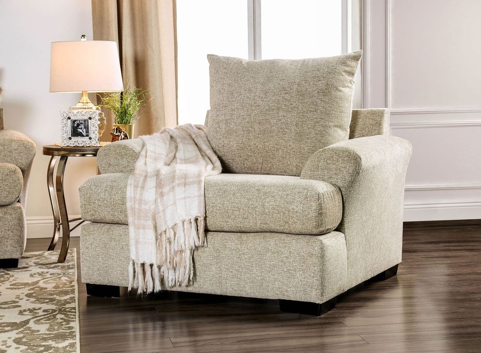 Transitional style beige woven fabric chair by Furniture of America