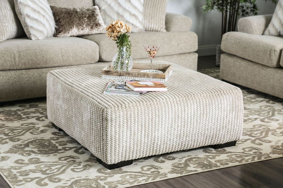 Beige Anthea Contemporary Ottoman by Furniture of America