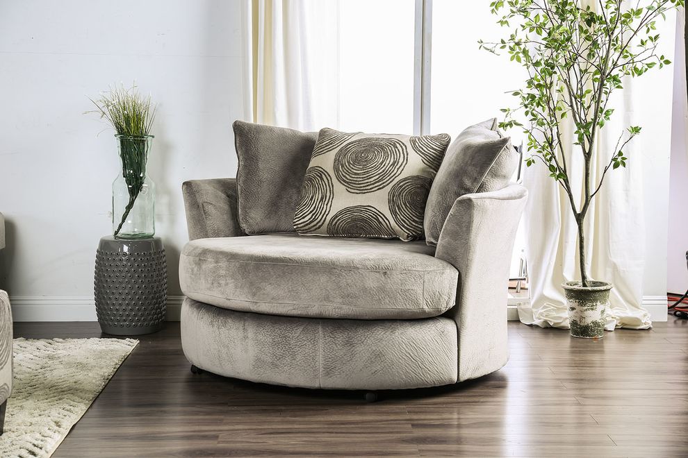 Gray/Pattern Contemporary Swivel Chair by Furniture of America