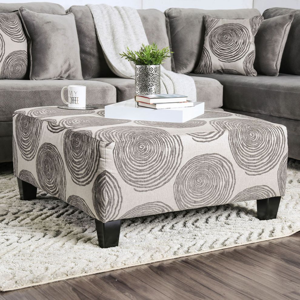 Gray/Pattern Contemporary Ottoman by Furniture of America