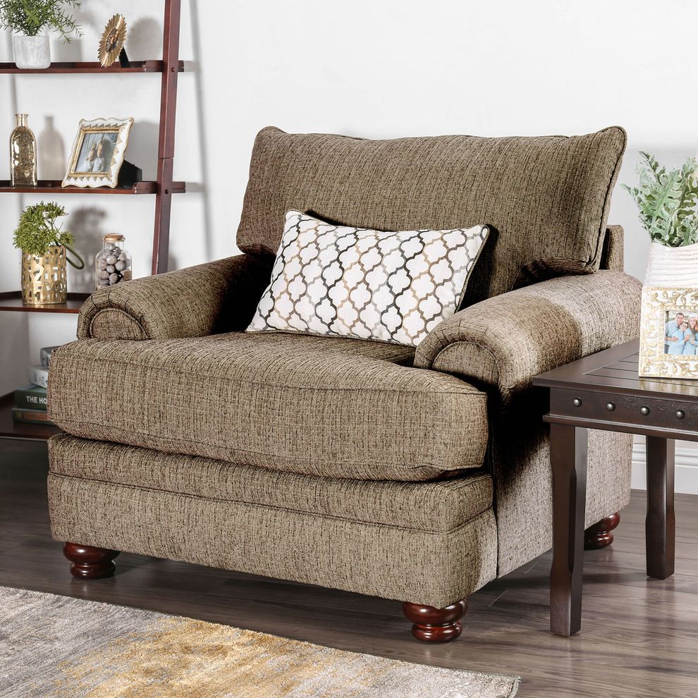 Light brown woven fabric US-made chair by Furniture of America