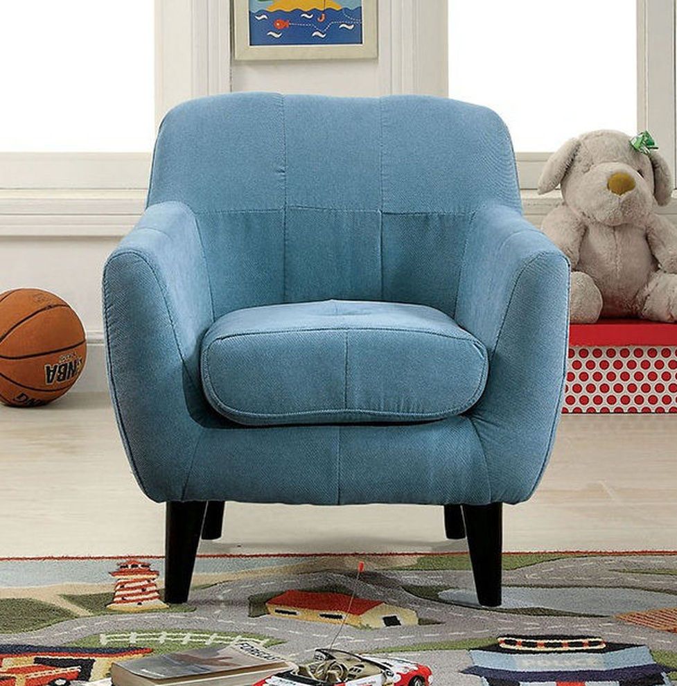 Blue flanelette upholstery kids seating chair by Furniture of America