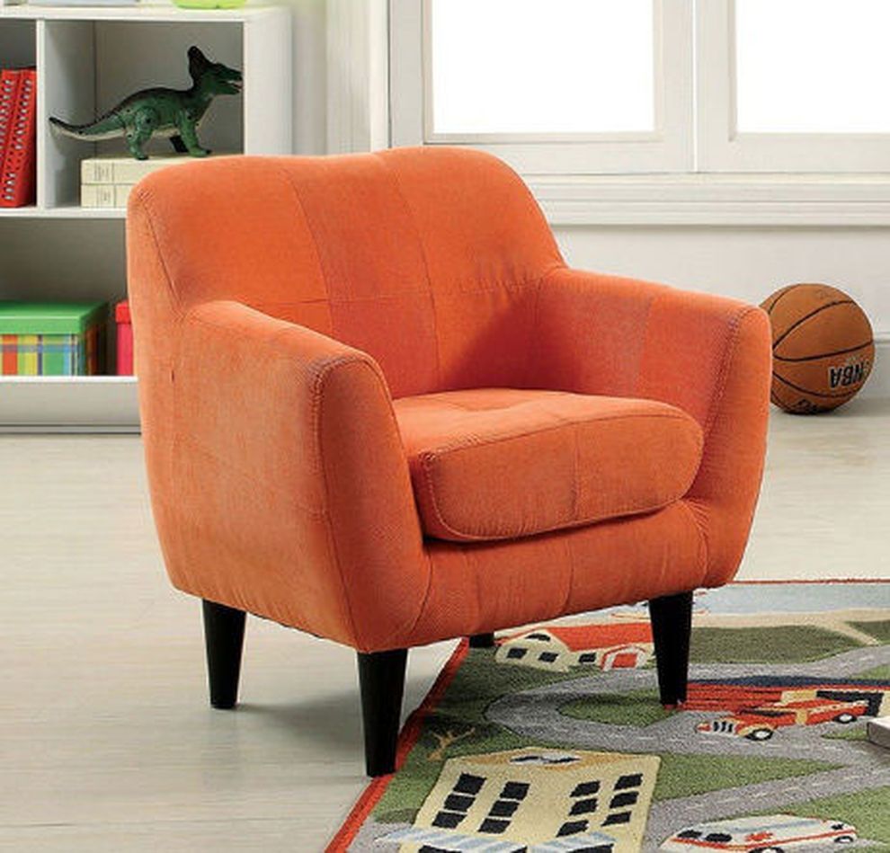 Orange flanelette upholstery kids seating chair by Furniture of America