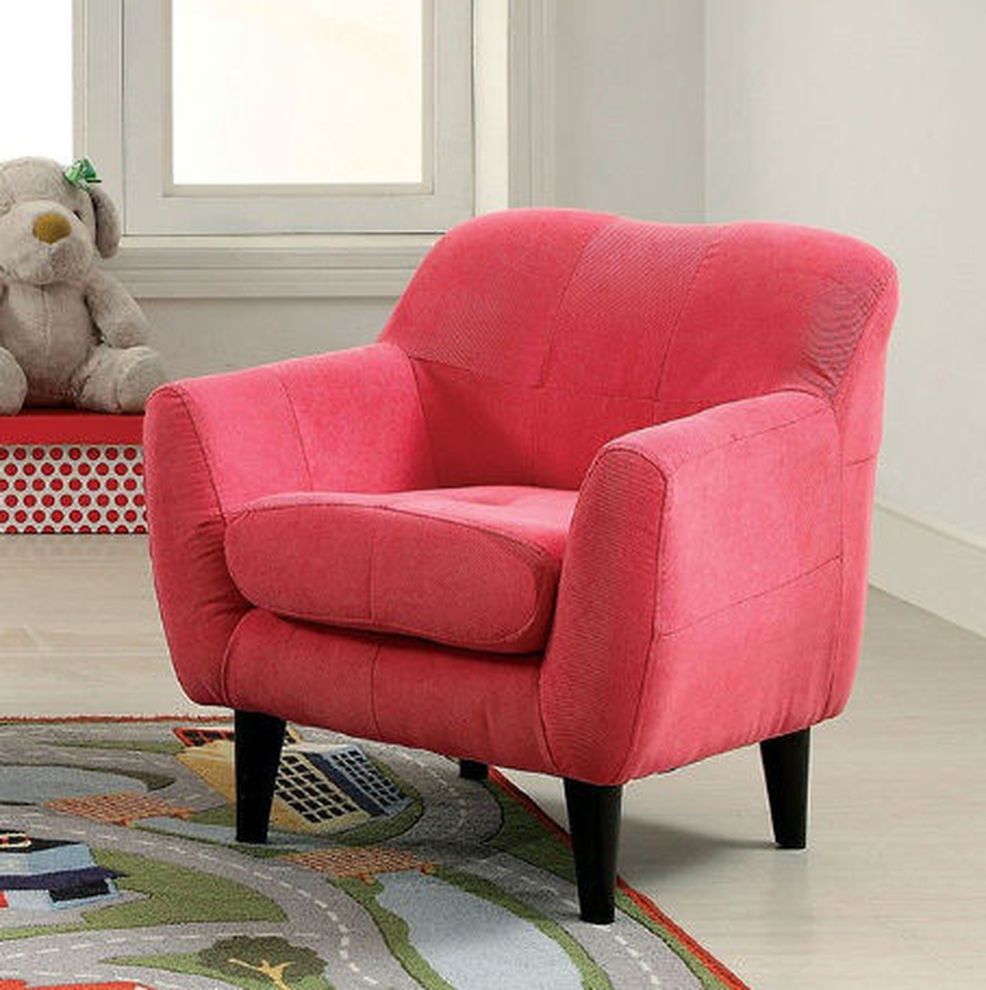 Pink flanelette upholstery kids seating chair by Furniture of America