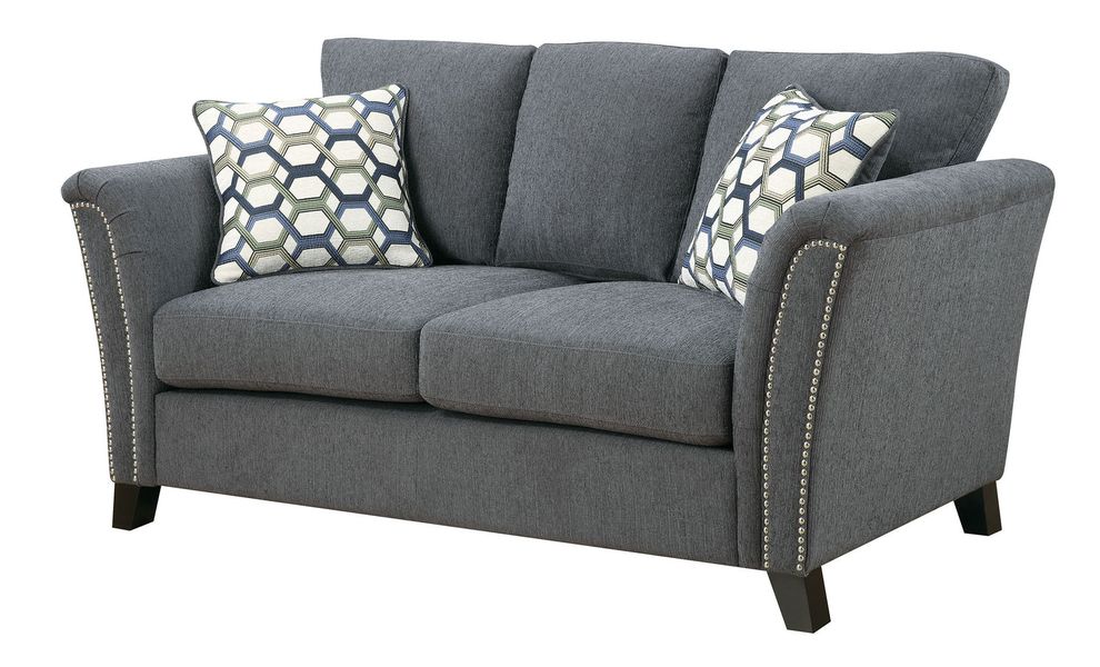 Contemporary style gray fabric upholstered loveseat by Furniture of America
