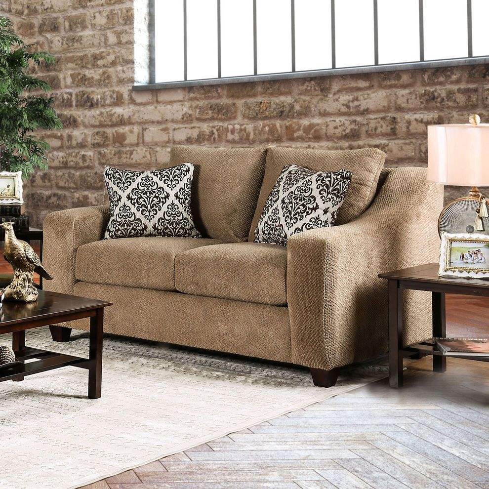 Mocha textrured microfiber living room loveseat by Furniture of America