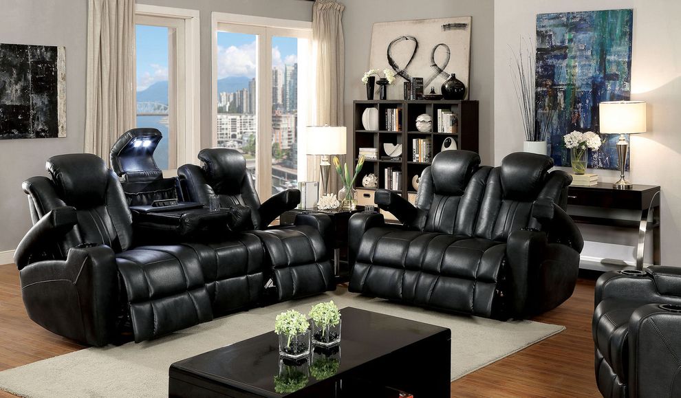 Dark gray contemporary style reclining sofa by Furniture of America
