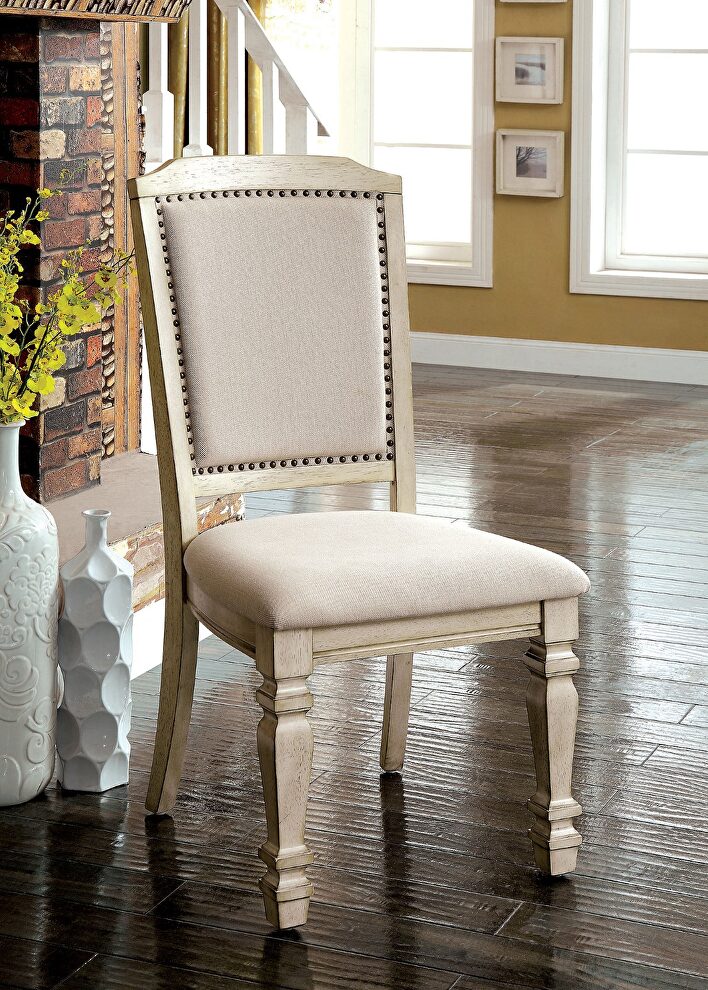Antique white finish dining chair by Furniture of America