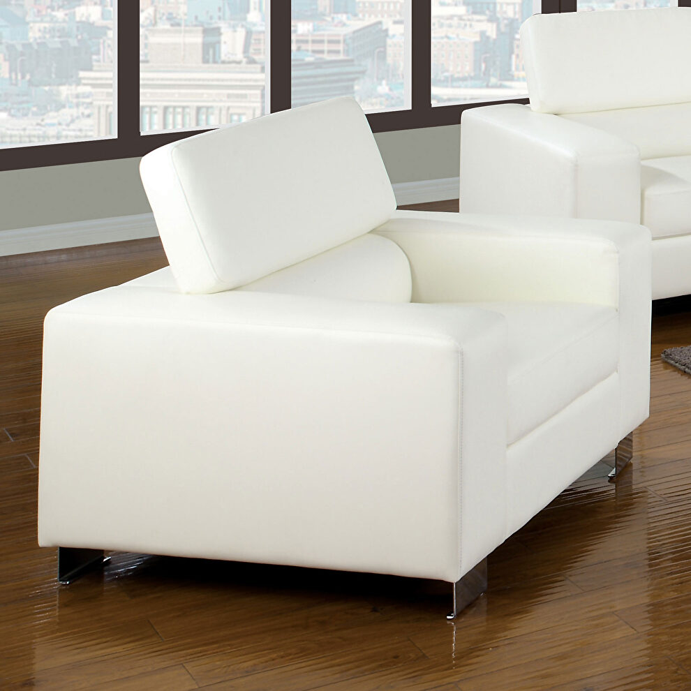 White bonded leather match contemporary chair by Furniture of America
