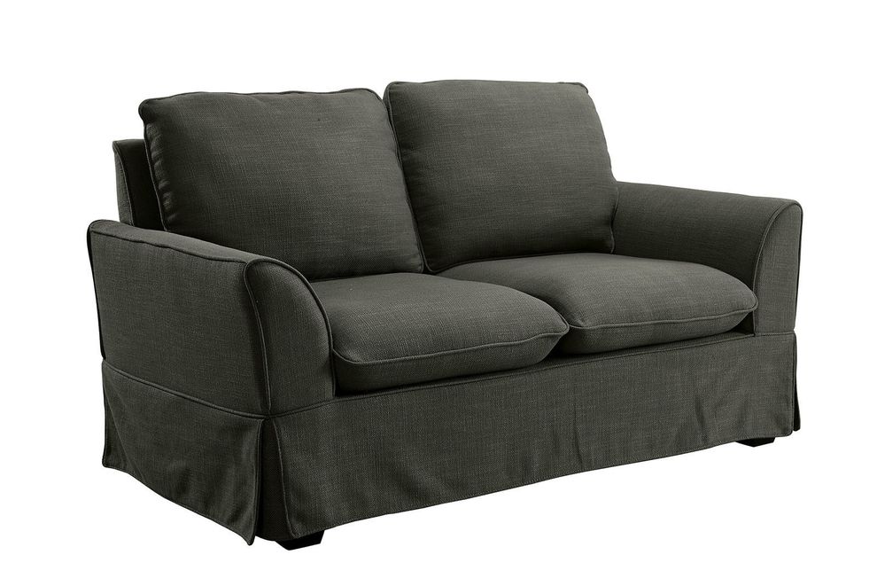 Gray fabric skirted style transitional loveseat by Furniture of America