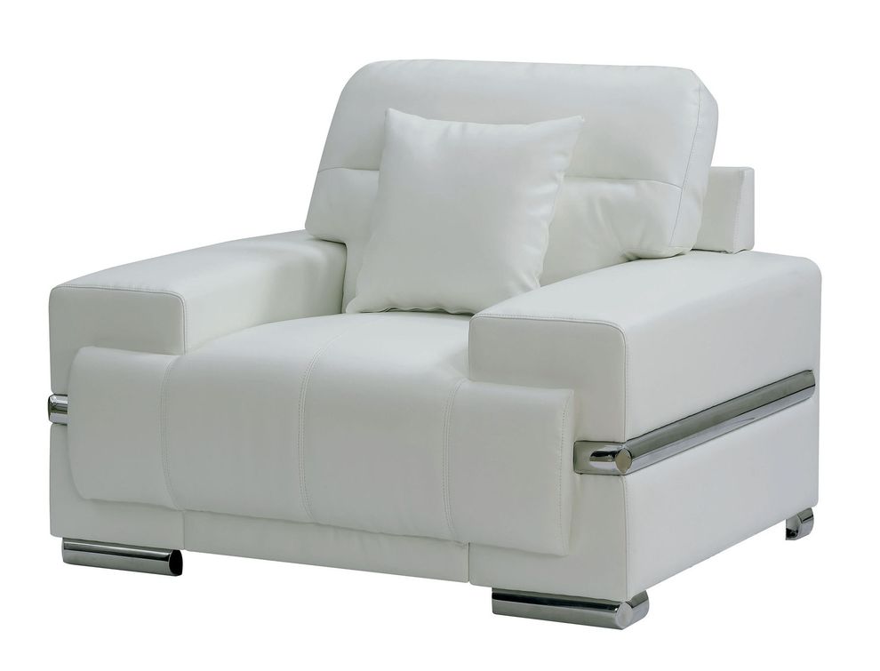 Contemporary white leatherette silver trim chair by Furniture of America