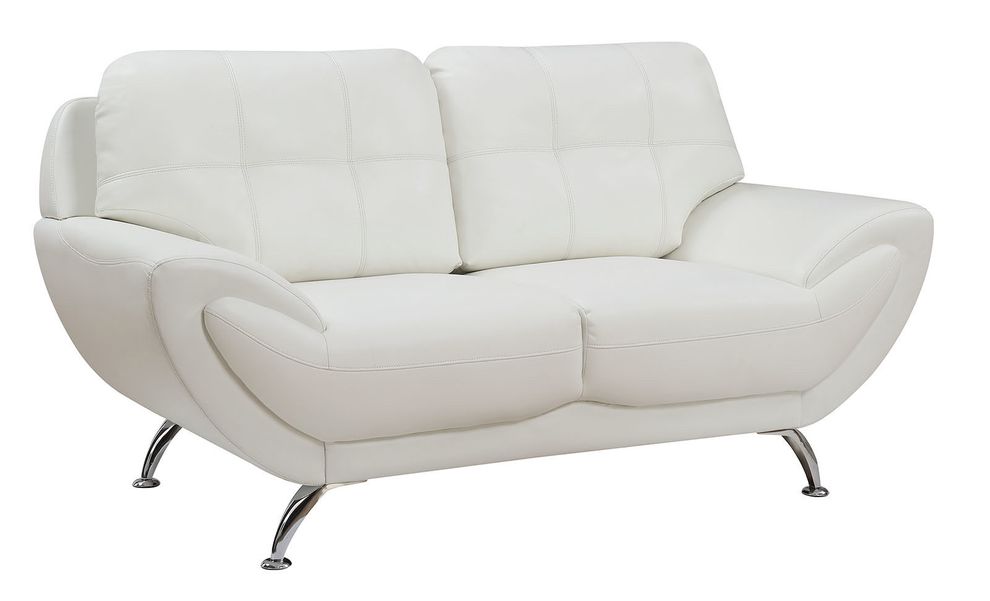 White leatherette contemporary style loveseat by Furniture of America