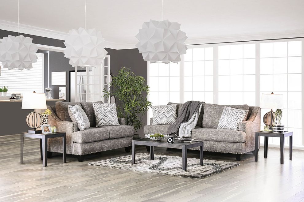 Plush microfiber US-made living room sofa by Furniture of America