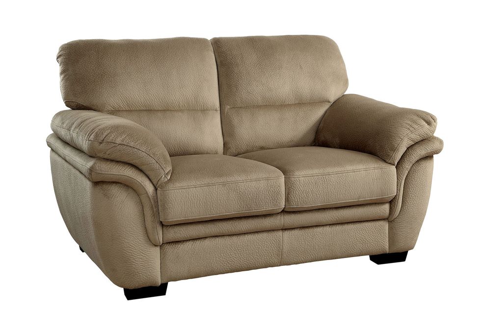 Light brown / beige microfiber comfy loveseat by Furniture of America
