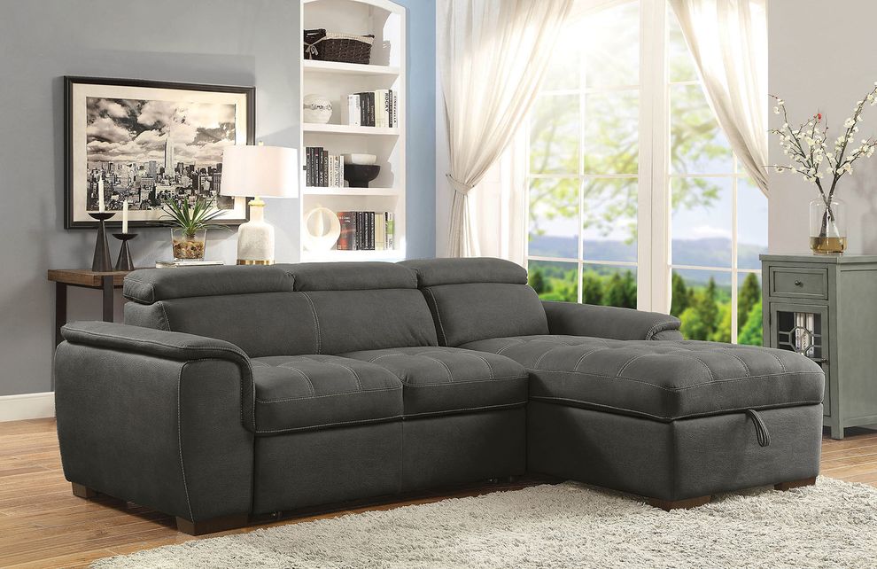 Graphite gray sectional w/ bed by Furniture of America