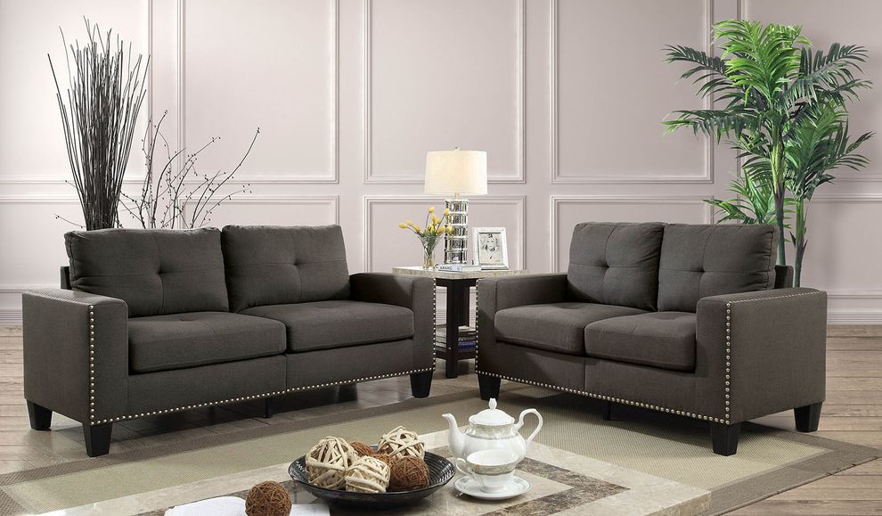 Graphite gray fabric sofa in contemporary style by Furniture of America