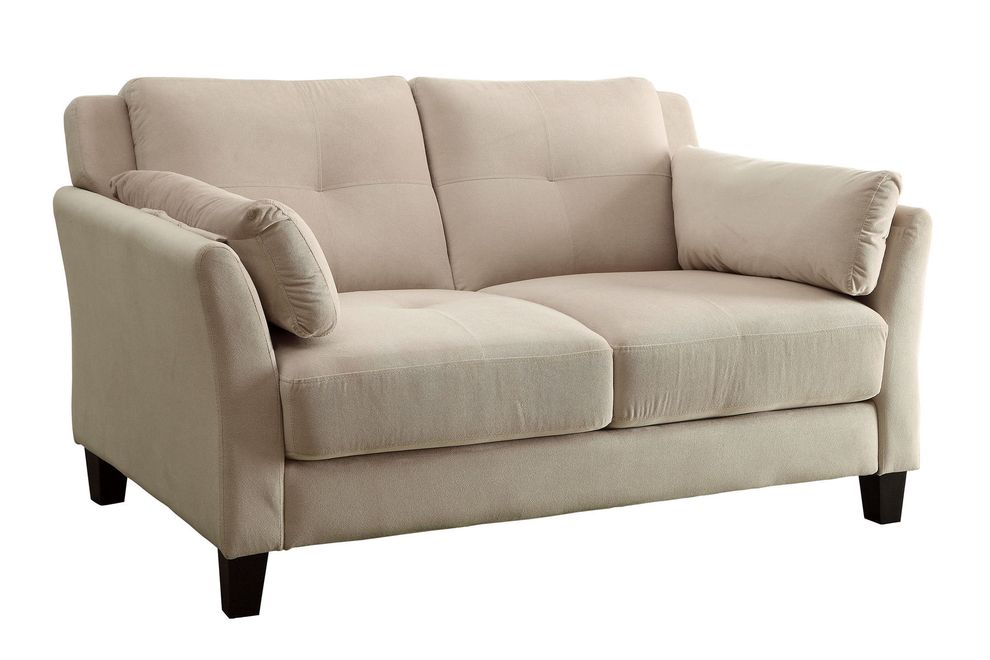 Beige flannelette fabric affordable loveseat by Furniture of America