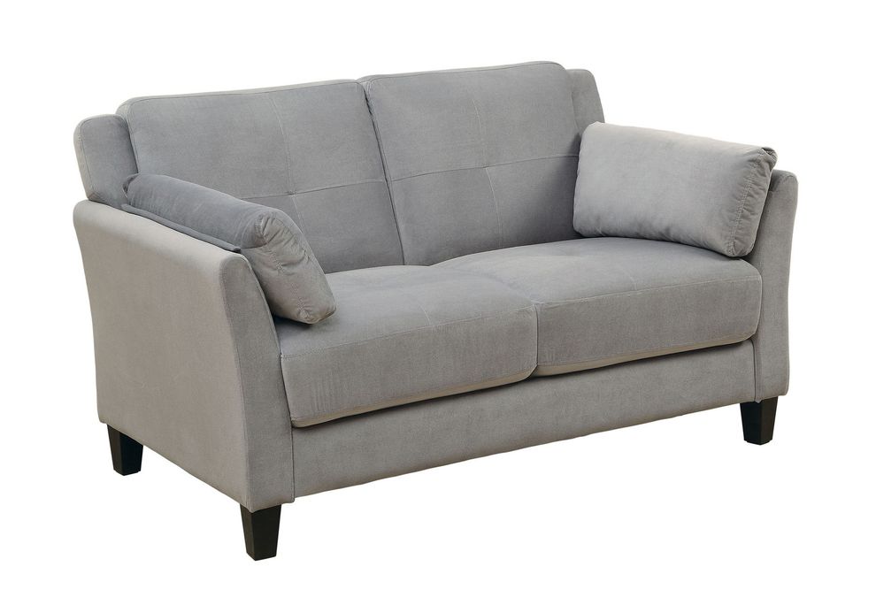 Gray flannelette fabric affordable loveseat by Furniture of America